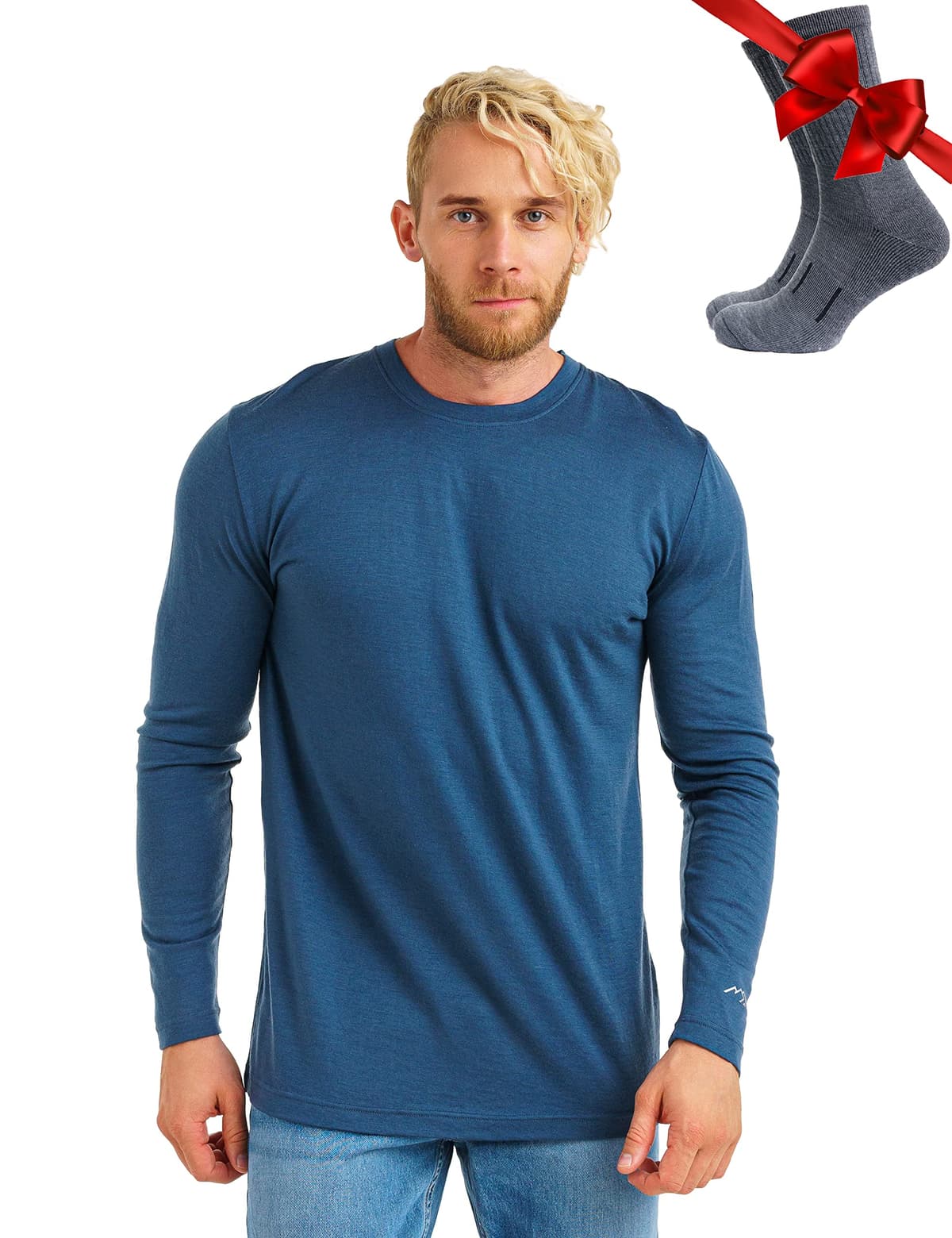 Merino.tech Camiseta Lana Merino Hombre - Deportiva Ropa Térmica 100% Lana Merino Ligero, Medio, Pesado con Calcetines — view 15