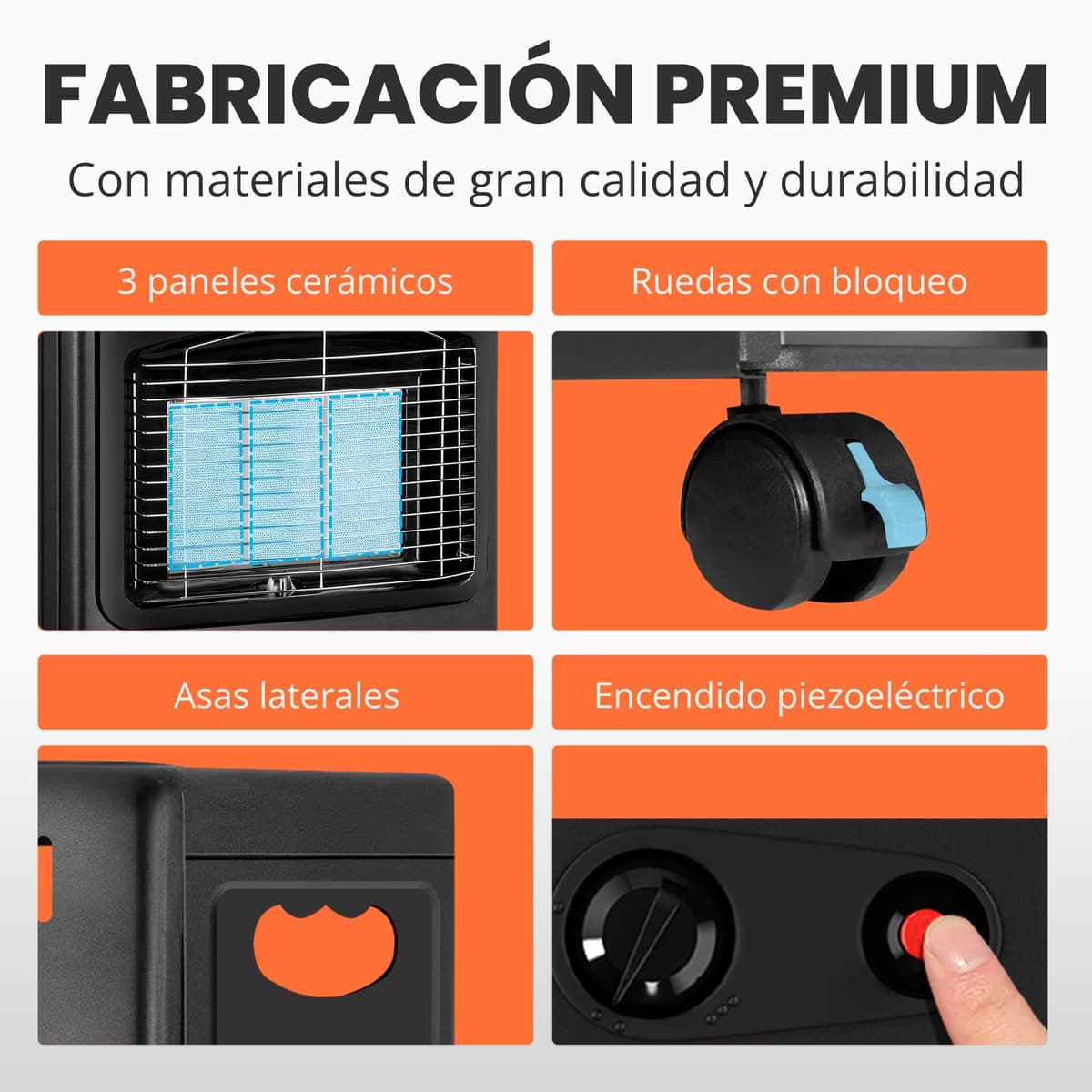 Estufa de Gas Butano Plegable 4200 W - Estufa Cerámica con 3 Niveles de Potencia, Triple Sistema de Seguridad, Sistema anti-vuelco - 20-80m² — view 5