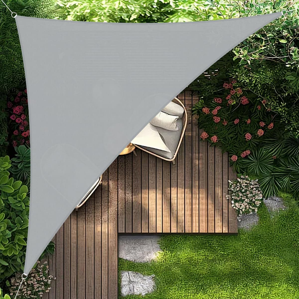 HENG FENG Toldo Vela de Sombra Rectangular 4x5m, PES 160 g/m² Impermeable, 95% Bloqueo UV, para Exterior en Terraza, Jardín, Patio - Incluye Cuerda de Fijación - Beige — view 26