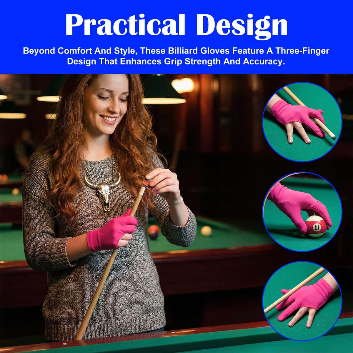 12 guantes de billar de tres dedos, transpirables, elásticos, para billar, cue para piscina, guantes profesionales de billar, para juegos de piscina, snooker, carom — view 5