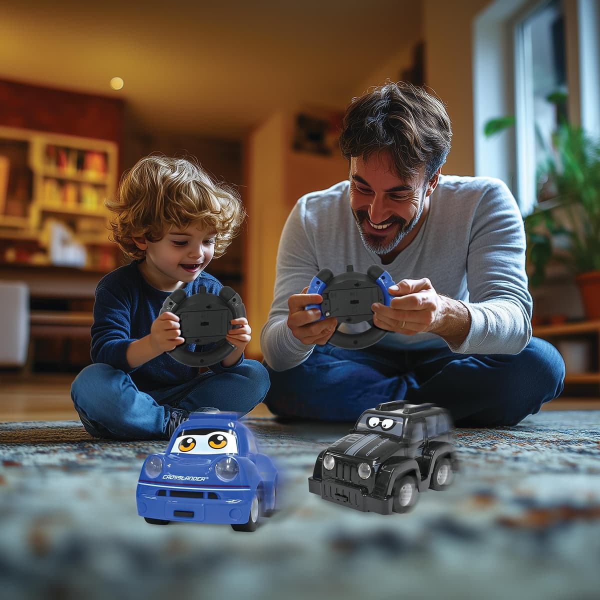 LEXIBOOK, Crosslander® Twin, Juego de 2 Coches radiocontrol (Coche de policía, Coche de ladrón), hasta 12 km/h, Efectos de luz y Sonido, 2 mandos a Distancia, Negro/Azul, RC12 — view 4