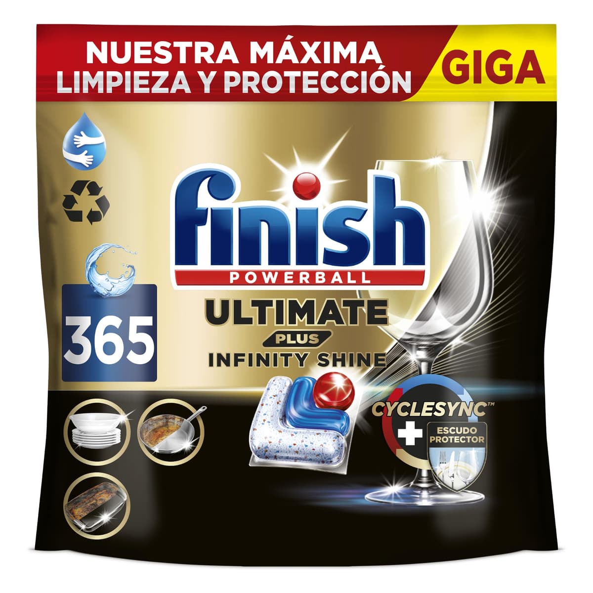Finish Ultimate Plus Infinity Shine, Pastillas para el Lavavajillas, limpieza y brillo intensivos, y protección del cristal, 73 pastillas — view 13