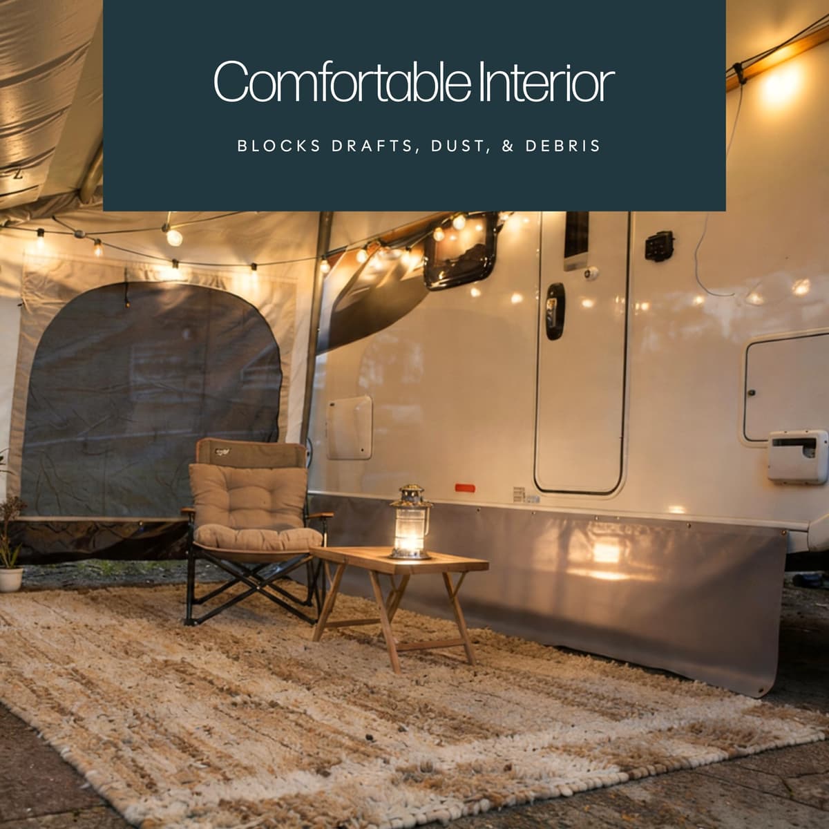 Luxury Caravan Draught Skirt 5m x 500mm – UV-Resistant PVC Weatherproof Awning Skirt with Reinforced Edging, Motorhome & Touring Caravan Wind and Draught Protection — view 3