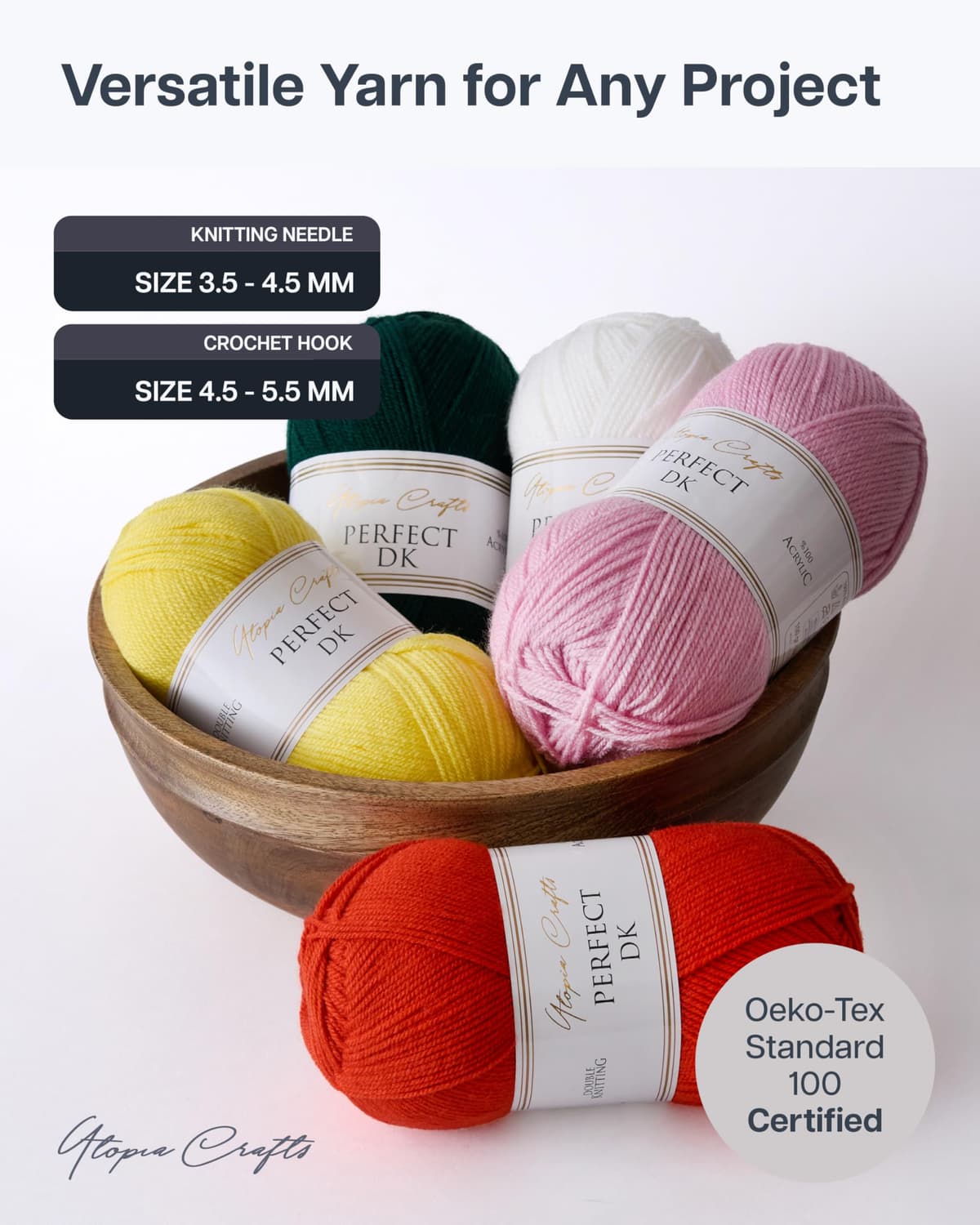 Utopia Crafts DK Double Knitting Yarn 100g (1, White) — view 4