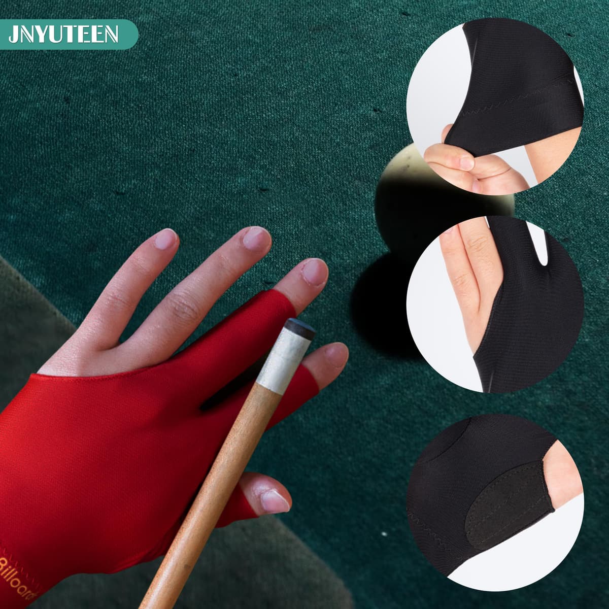 6 Pieza Guantes de Billar, Guantes de Snooker con 3 Dedos, Guante De Billar Snooker Guante de Tres Dedos Snookers para Accesorio de Snookers Carrom — view 3