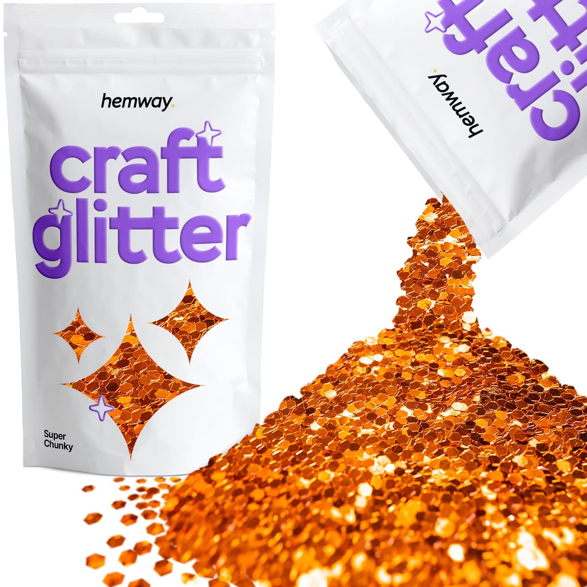 Hemway - Purpurina para manualidades, vasos, resina, epoxi, uñas, cera, álbumes de recortes, cristal, decoración de escuelas: dorado holográfico, gruesa (0,6 mm), 100 g — view 95