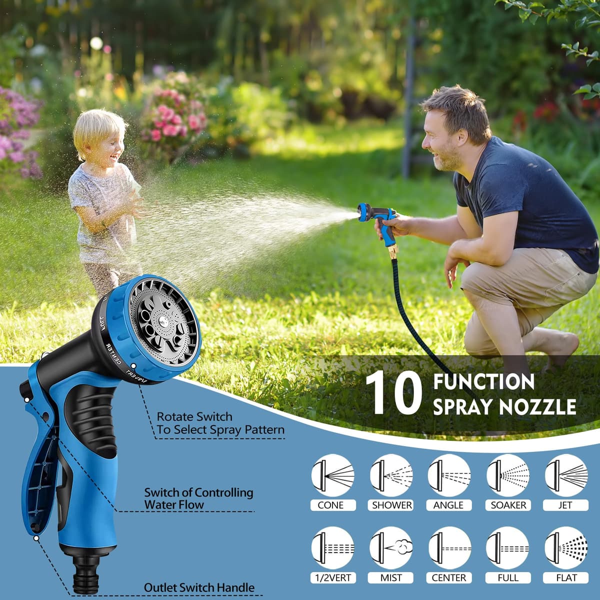 50 ft Expandable Garden Hose Pipe - Heavy Duty Expanding Water Hoses with 10 Spray Nozzle - Retractable,Flexible,Never Kink & Tangle Car Washing Pipe Expandable Garden Hoses Pipes for Yard, Outdoor — view 5