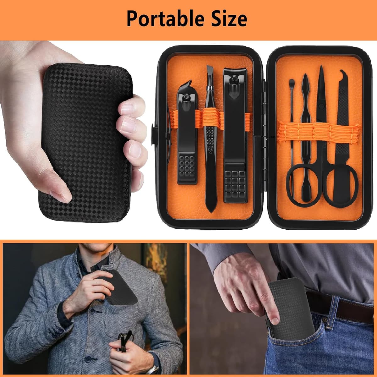 Manicure Set for Men Nail Clippers Set Personal Care Travel Manicure Kits Manicure Set Nail Clippers Pedicure Kit Basic Nail Care Tools Gift for Men — view 4
