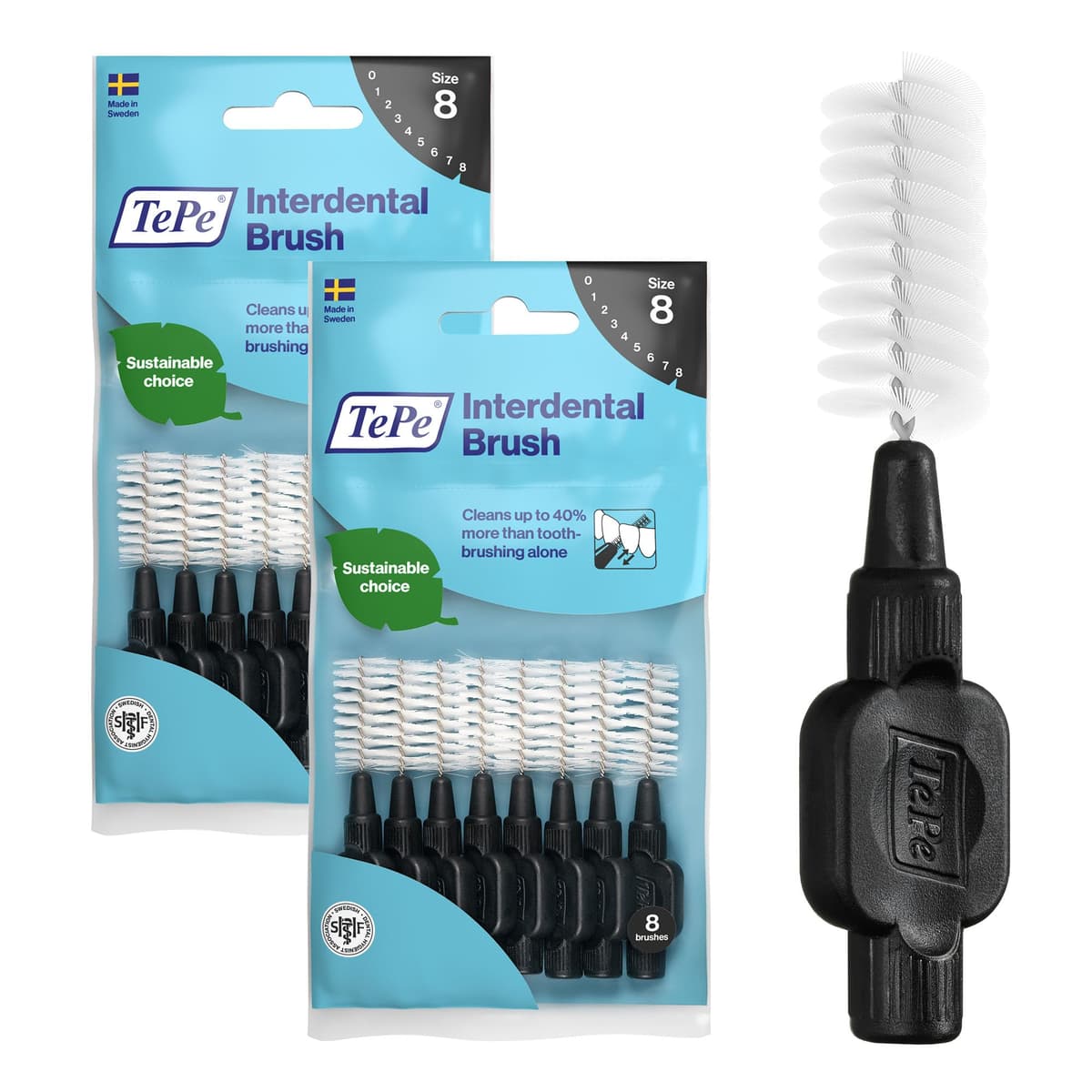 TePe Interdental Brush, Original, Yellow, 0.7mm/ISO 4, 8pcs, efficient Cleaning Between Teeth, Plaque Remover and Dental flosser for Small Gaps — view 25