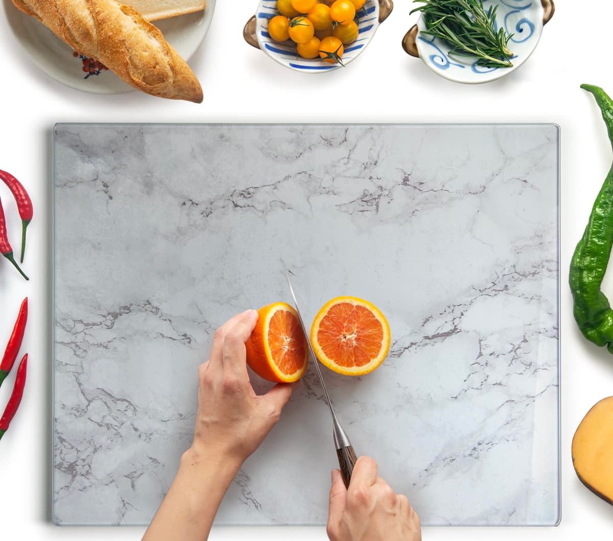 Tabla de Cortar de Vidrio 40 x 30 cm: Protector de Encimera de Vidrio para Cocina - Vidrio Templado Duradero e Higiénico, Resistente a Arañazos - TRANSPARENTE — view 27