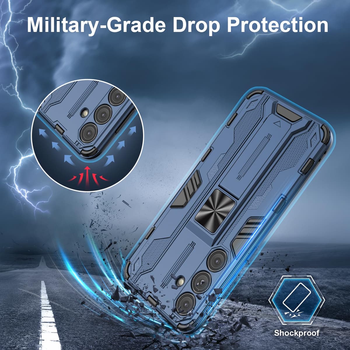 Funda para CMF Phone 2 Pro, Carcasa Antigolpes con Soporte anular metálico, Case Protectora de Grado Militar, Negro — view 389
