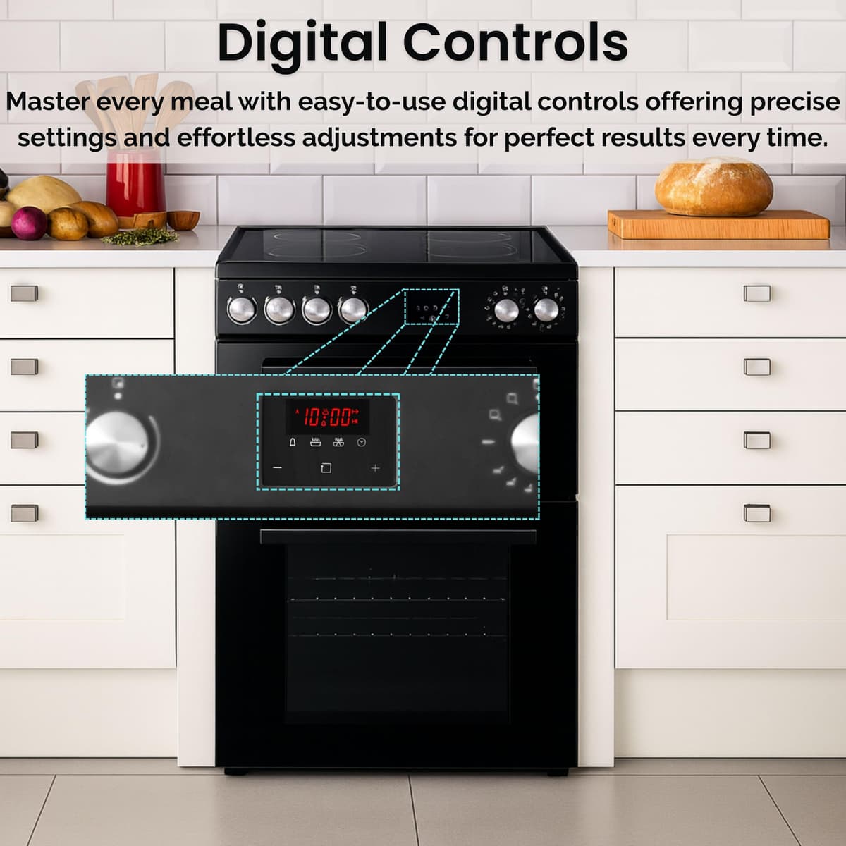 Teknix TKED64INDB 60cm Induction Double Oven Electric Cooker - Black — view 4