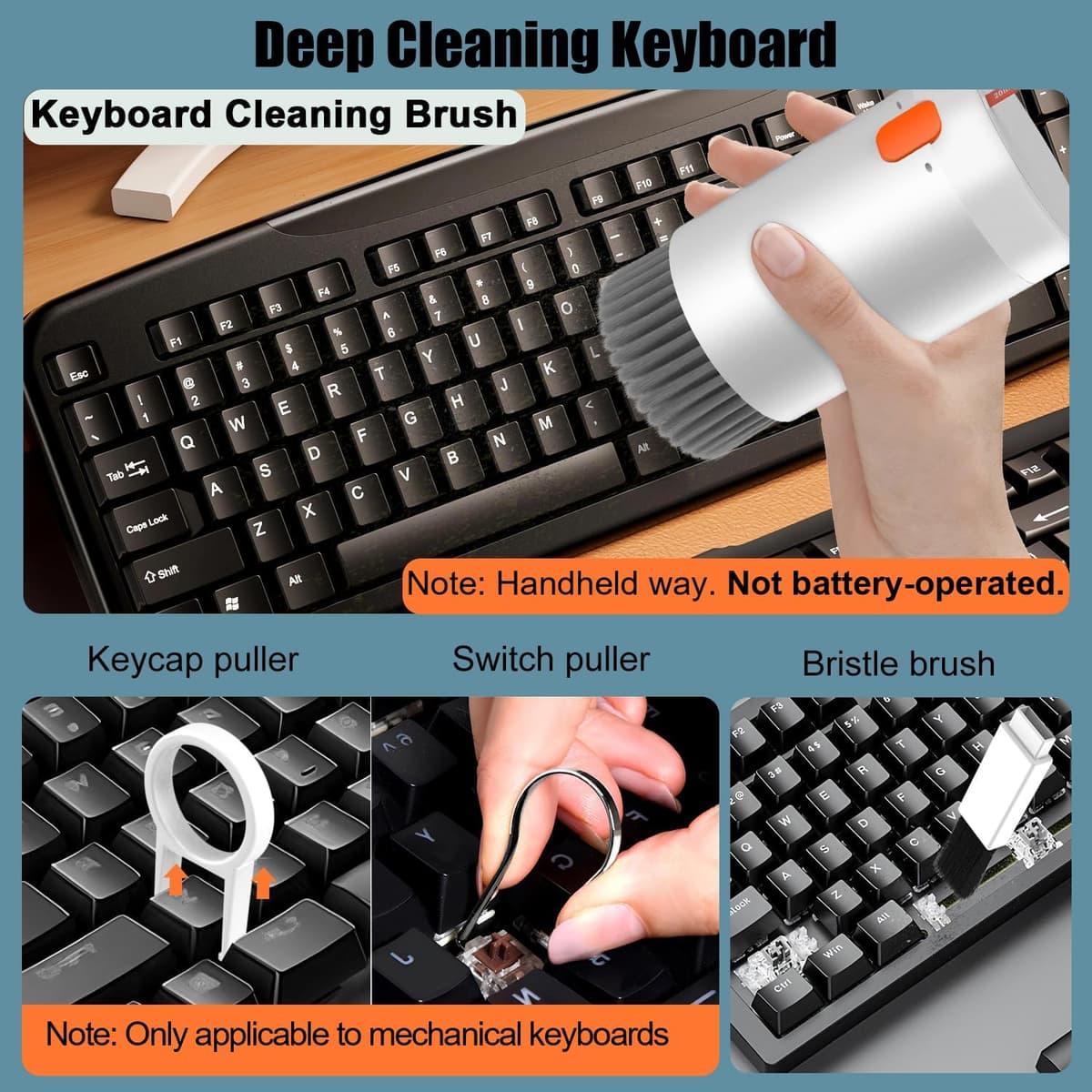 VICHYIE 20 in 1 Multifunctional Cleaner Kit for Electronic Devices, Keyboard Cleaning Brush, Headphones Cleaner Kit for AirPods, Multi-Tool for Cleaning Laptop, Earbuds, Camera, Cellphones (White) — view 2