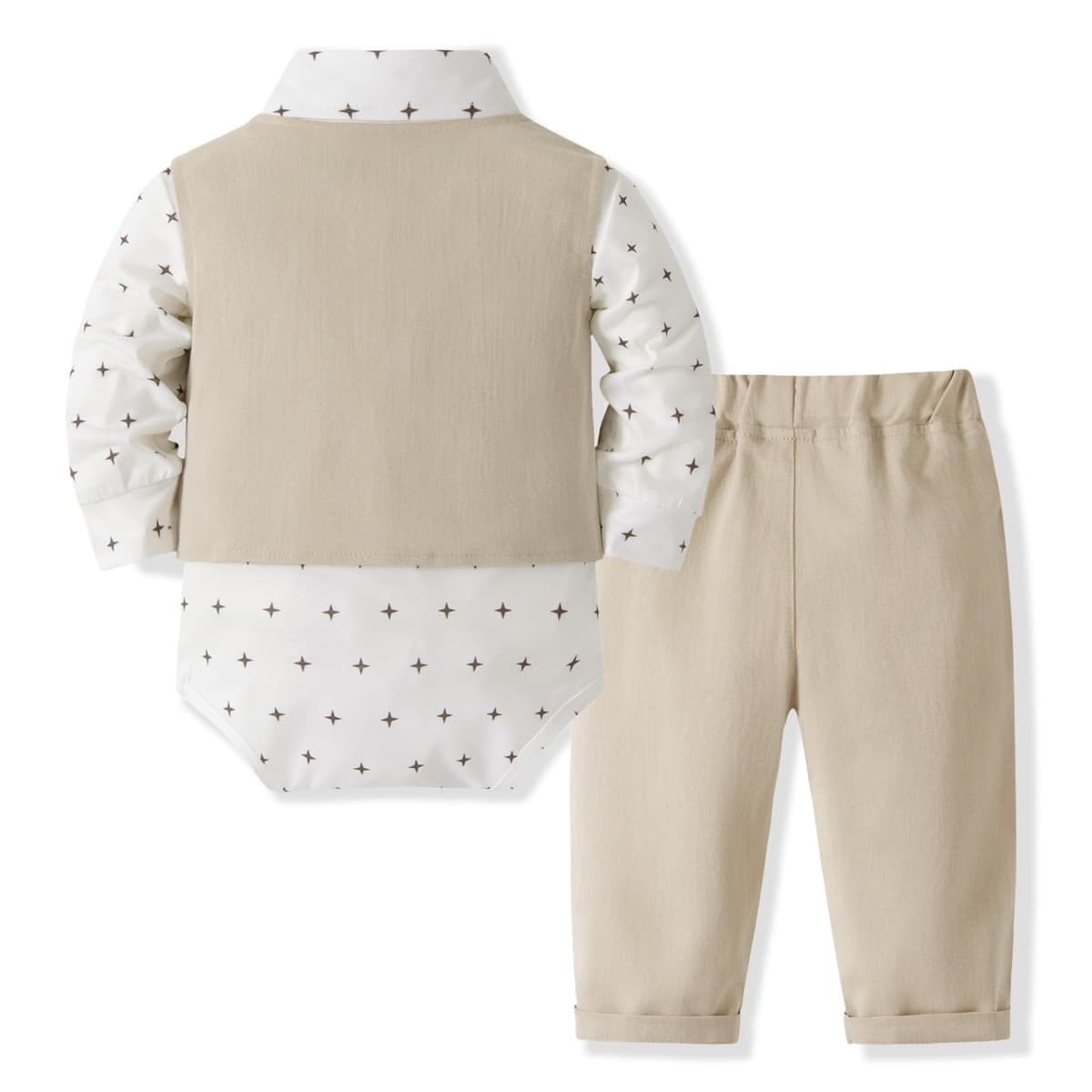 Volunboy Baby Boys Gentleman Suit, Toddler Formal Waistcoat Outfit Wedding Shirts + Vest +Bow Tie 4 PCS Set — view 5