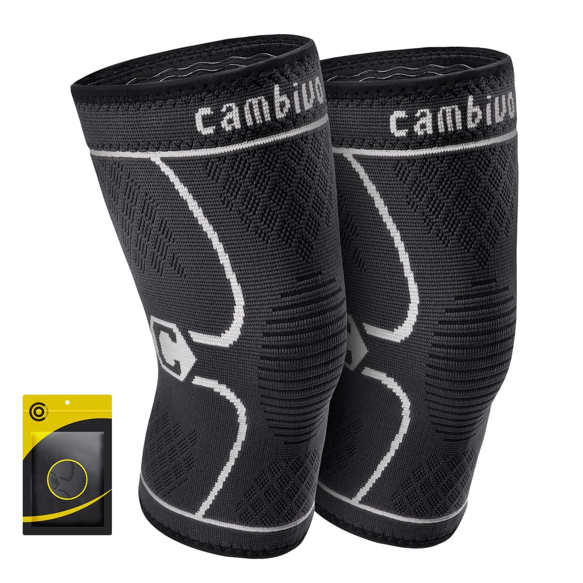 CAMBIVO 2Pcs Rodilleras Gym de Compresion, Rodilleras Menisco y Ligamento, Rodillera Transpirable y Antideslizante para Gym, Voleibol, Baloncesto, Correr, Bicicleta, Unisex — view 15