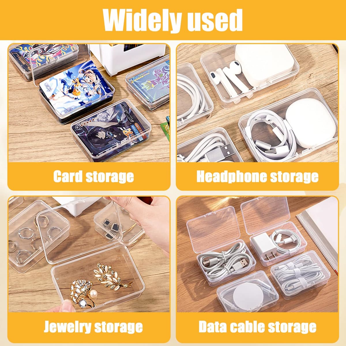 Juego de 12 cajas de almacenamiento de cables de 30 x 10 x 7,5 cm, organizador de alambre con compartimentos divididos para cables de carga, auriculares y pequeños accesorios electrónicos (blanco) — view 4