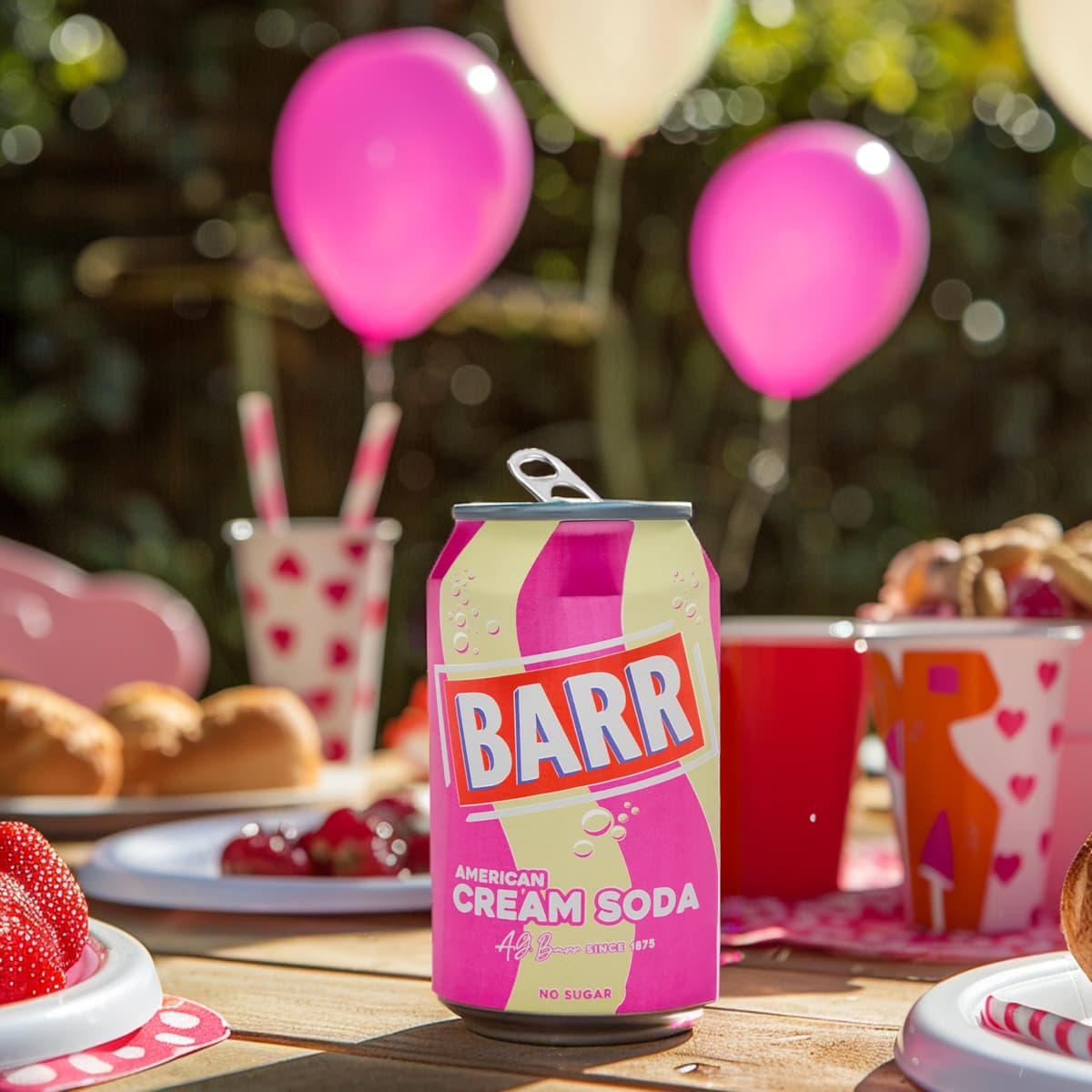 BARR 24 Pack American Cream Soda, Zero No Sugar Sparkling Soft Drink with a Creamy Taste of American Cream Soda Fizzy Pop, 24 x 330ml Cans — view 5