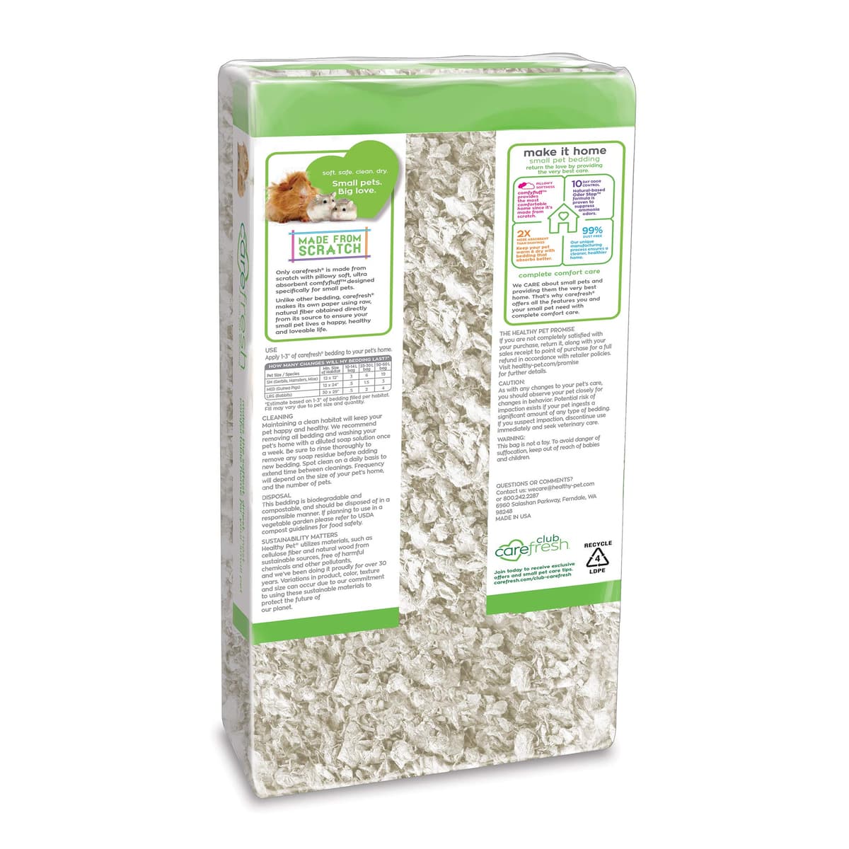 Carefresh Ropa de Cama para Mascotas pequeñas de Papel Natural Blanco 99% Libre de Polvo con Control de olores, 10 L — view 2