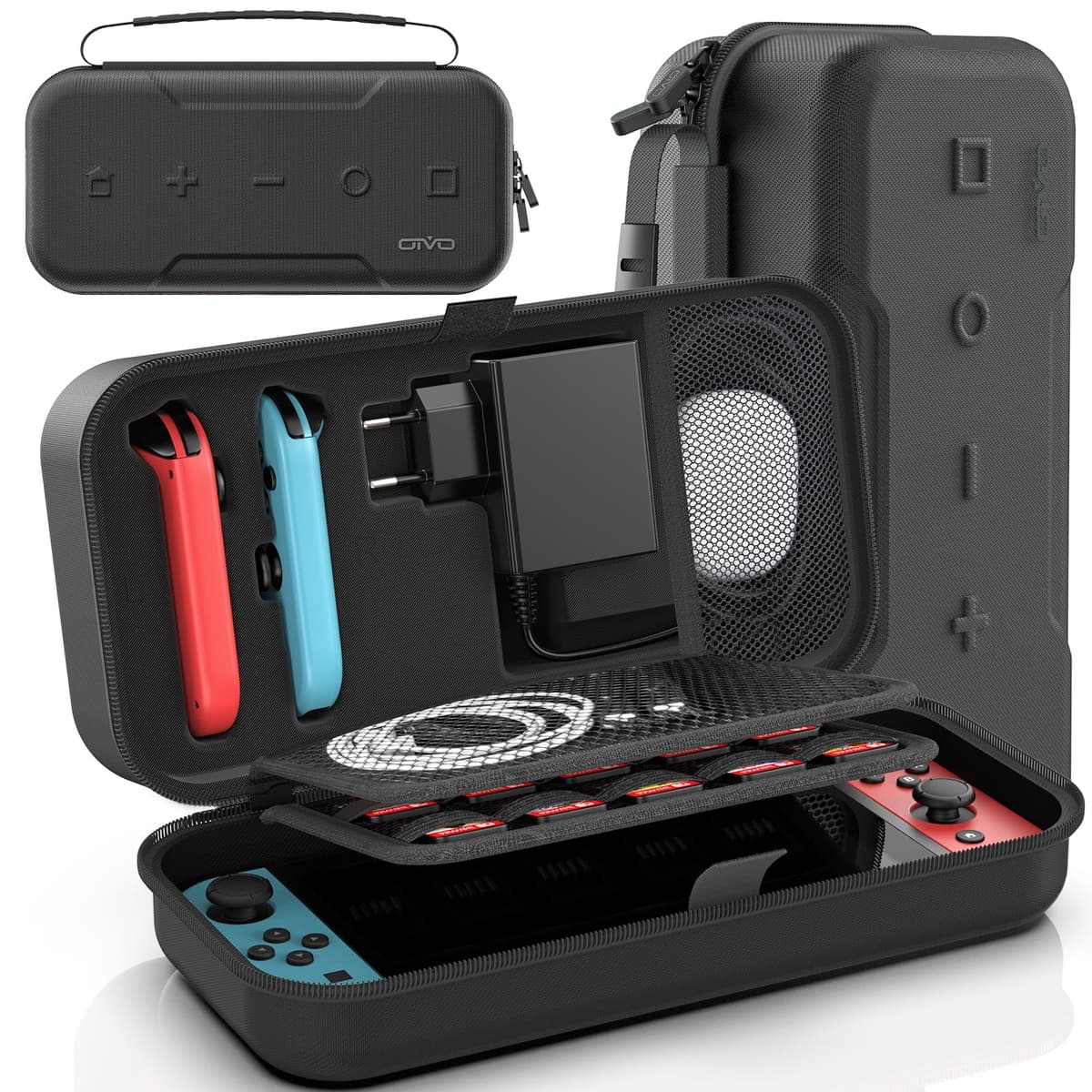 Funda para Nintendo Switch 2025, Bolsa de Transporte para Switch 2 para Joy-Con 2 y Consola, Funda de Viaje para Switch 2 para 24 Tarjetas de Juego y Accesorios, Organizador Cable y Adaptador-Negro — view 16