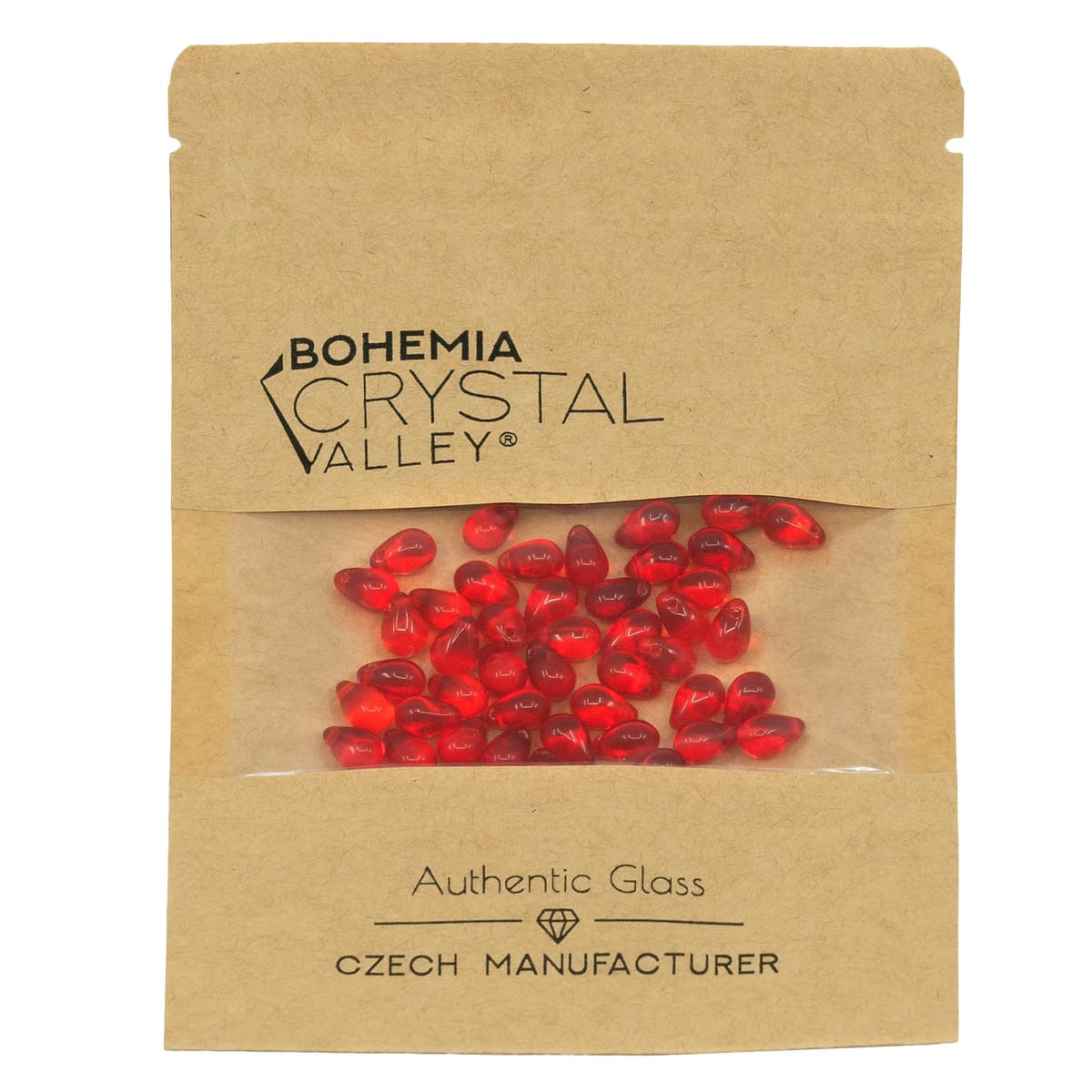 Czech 50-Piece Glass Beads, 6x9mm, Teardrop Siam Red — view 7