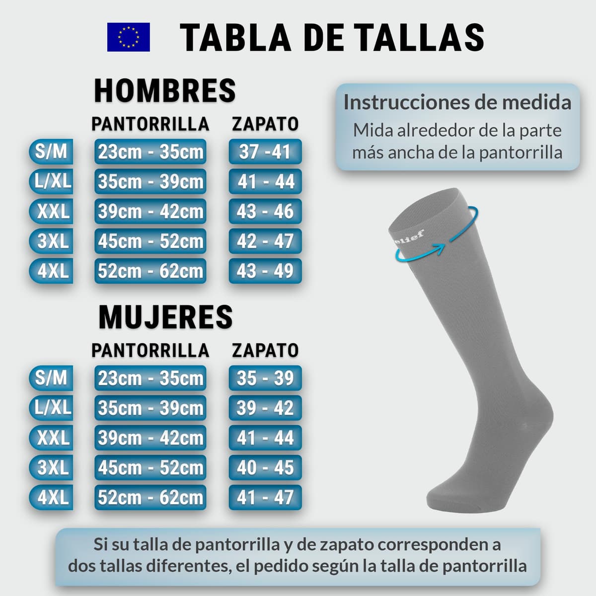360 Relief Medias de Compresión Mujer y Hombre - 1 Par Calcetines de Compresión para Deportes, Correr, Volar, Viaje, Trabajo, Footing - S/M Beis con Bolsa de Malla — view 60