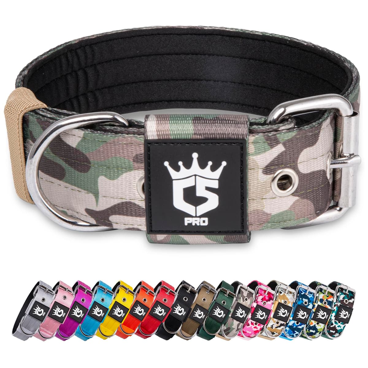 TSPRO Collar Táctico para Perros Ajustable, Collares con Broche de Metal Robusto, de 3,8 cm de Ancho, Duradero y Cómodo para Perros Medianos y Grandes (Negro M) — view 36