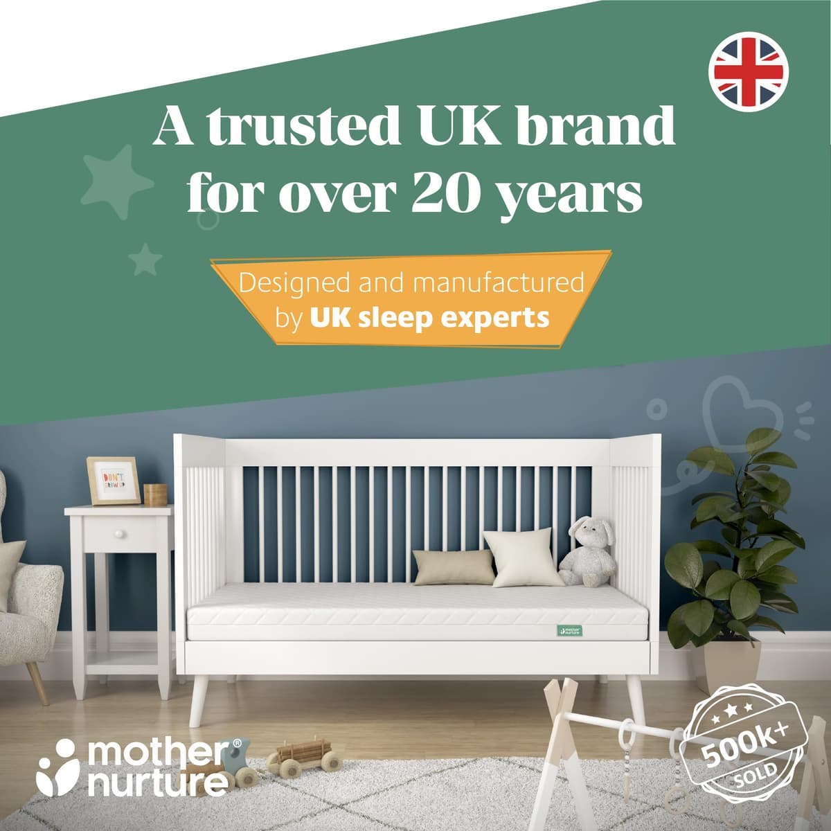 Mother Nurture Classic Eco Fibre Cot Bed Mattress - Hypoallergenic Easy Clean Quilted Cover, Reversible, Water Resistant, Baby Cot Mattress, Firm & Supportive, White, BSI Tested - Size 140x70 x10cm — view 2