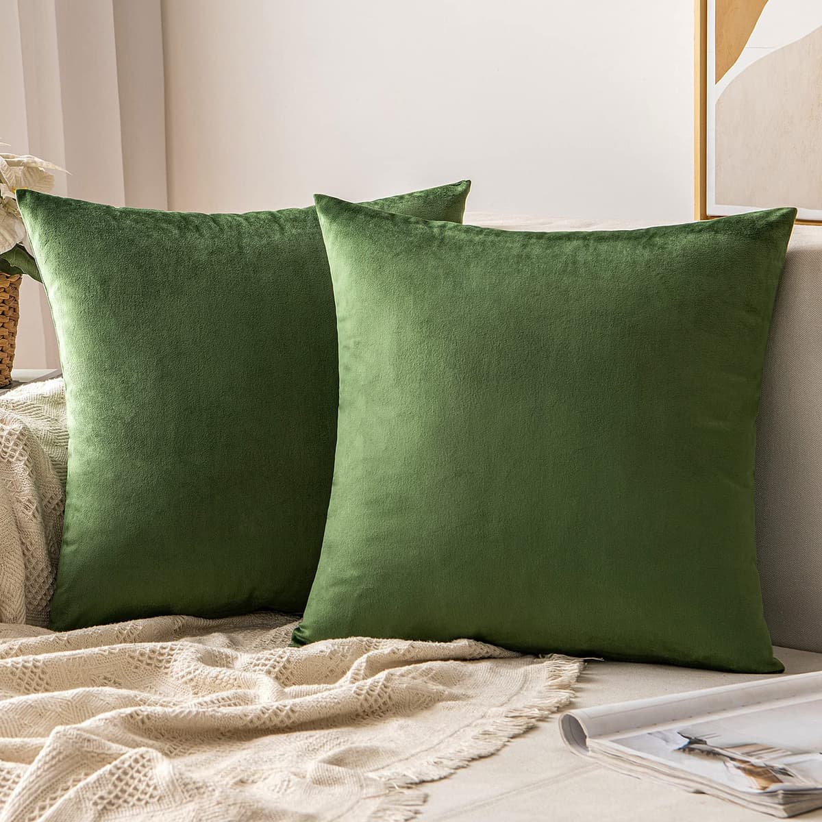 MIULEE Pack of 2 Fall Velvet Soft Solid Decorative Throw Pillow Covers Square Cushion Cases for Sofa Couch Bedroom Living Room Car Home Decor 18 x 18 Inch 45 x 45 cm Orange — view 26