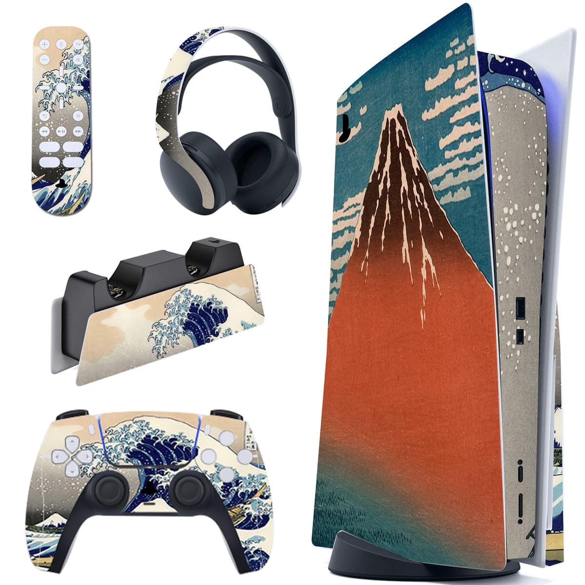 PlayVital Neon Dragoon Full Set Skin Decal for PS5 Console Disc Edition, Sticker Vinyl Decal Cover for PS5 Controller & Charging Station & Headset & Media Remote — view 24