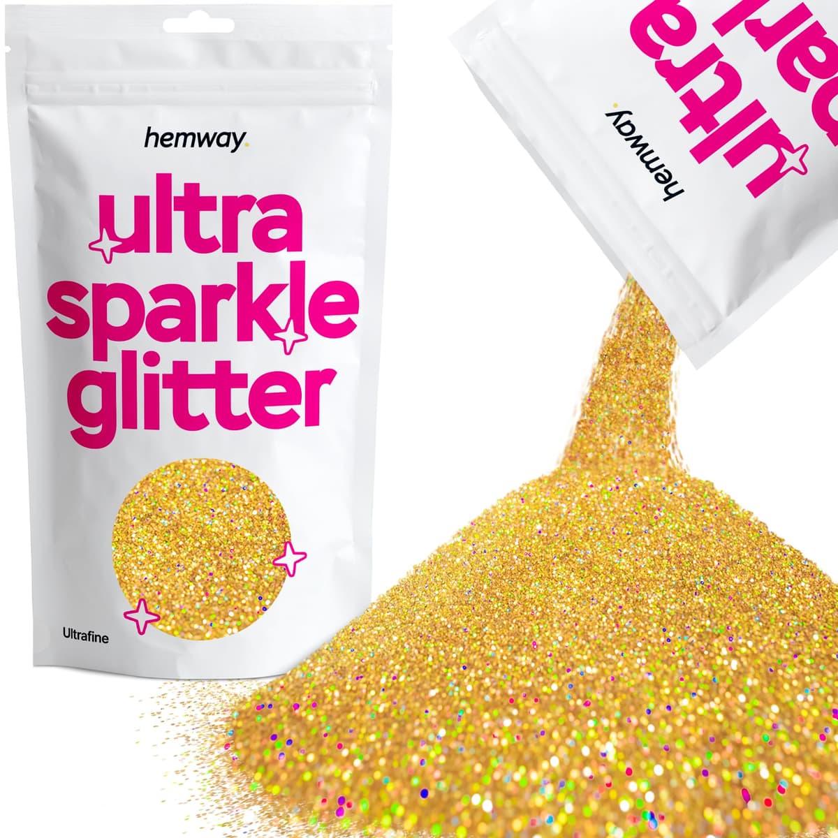 Hemway Ultra Sparkle Glitter Baby Pink Iridescent 100g Fine | Glitter for Arts & Craft, Makeup, Nail Art, Crafting, Card Making, Sparkle Decoration — view 157