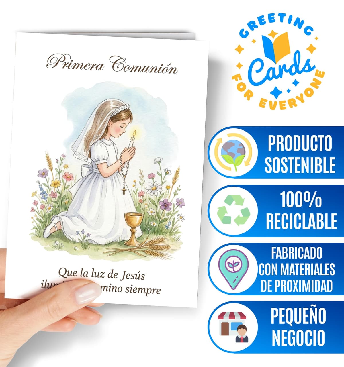 Greeting Cards for Everyone Tarjeta de Primera Comunión – Regalo de Primera Comunión para Niña, Nieta – Tarjeta de Recuerdo con Sobre para hija, sobrina, ahijada - EU 289 — view 2