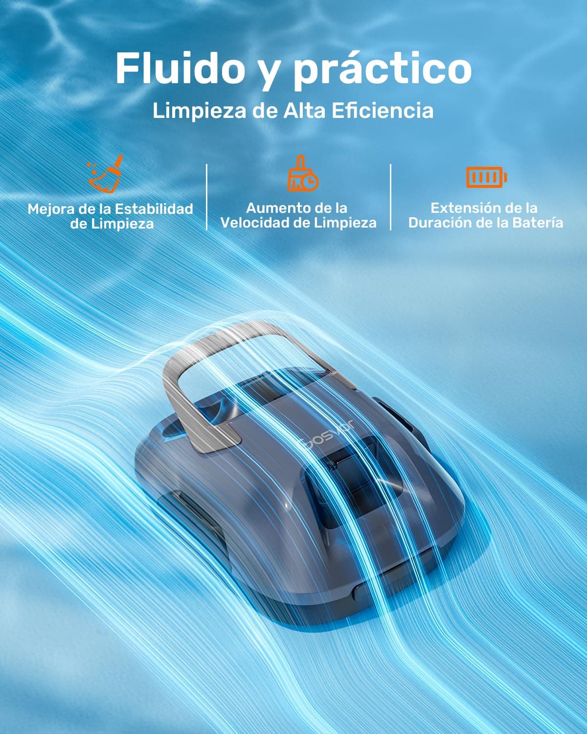 (Nuovo 2026) Gosvor Robot Limpiafondos Piscina Inalámbrico - Aspirador Piscina, 90 Min Autonomía, Autoestacionamiento, Fácil Uso, Robot Piscina para Suelo, Piscinas 80m² — view 3