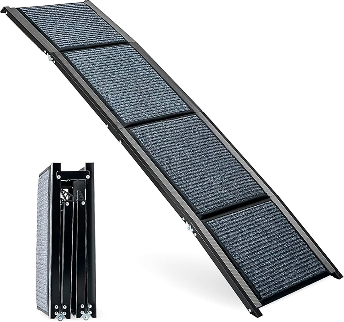 NK Rampa para Perros - Rampa Plegable, Antideslizantes, Ligera, Resistente, para Mascotas hasta 65kg, Uso Interior y Exterior, Tamaño 160 × 44 cm, Color Negro — view 2