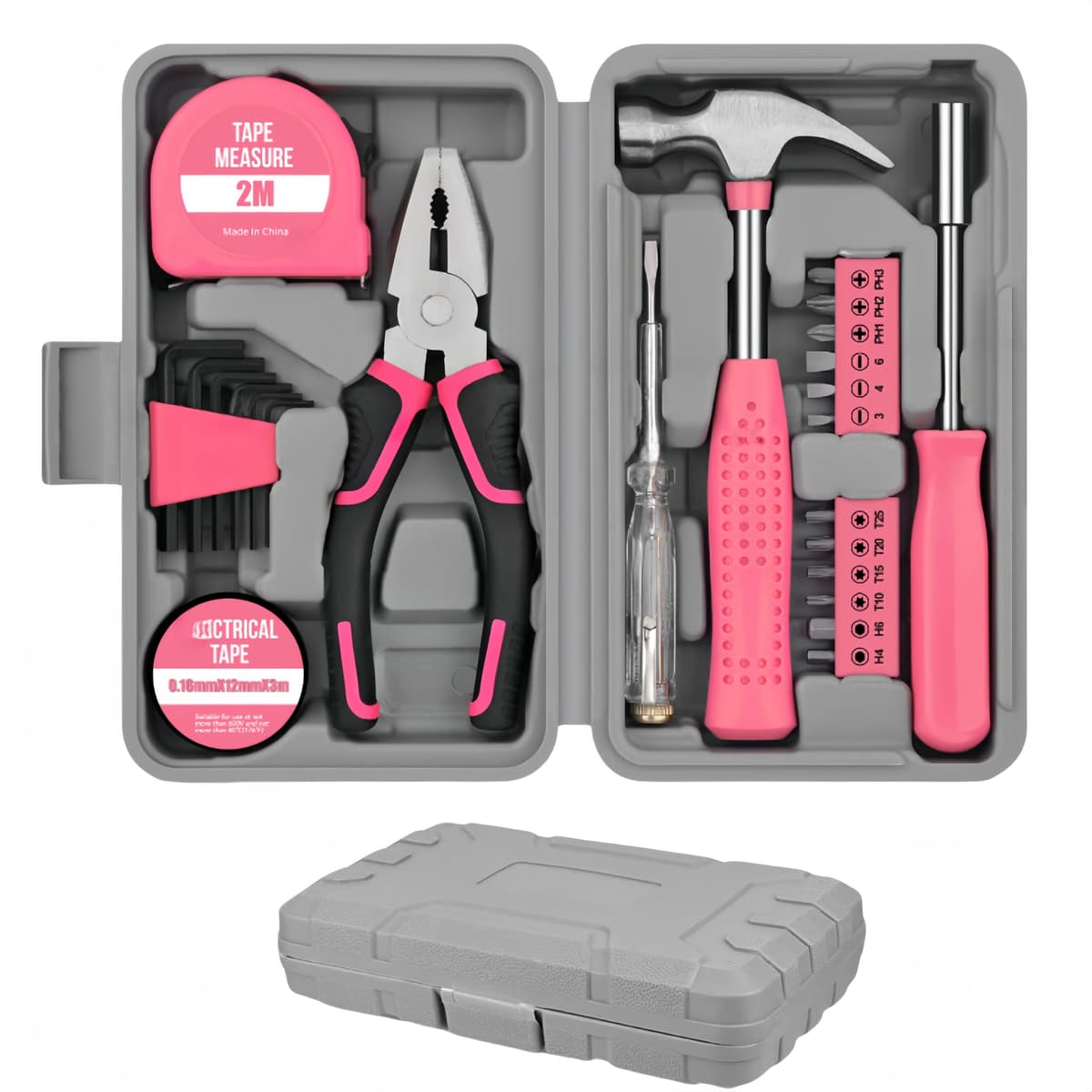 54pc Tool Set General Household Toolkit with Toolbox Storage Case, Pink Home & Office DIY Tool Kit Set, Essential Hand Tools Included for Basic Repairs, Maintenance & Home Improvement Projects — view 8