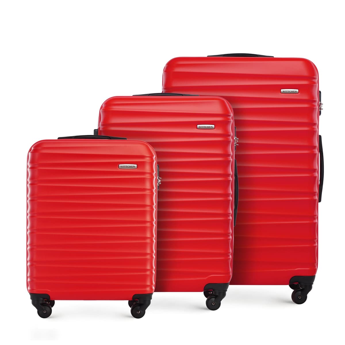 WITTCHEN Maleta Grande Trolley ABS rígido para facturación con 4 Ruedas giratorias Cerradura de combinación asa telescópica Groove Line Negro Ryanair/Vueling/Iberia/easyJet/Iberia Express — view 22