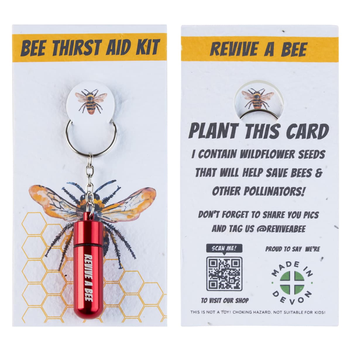 Bee Revival Kit for Saving Tired Bees – Bee Rescue Keyring Gift for Women – Eco-Friendly Plantable Seed Paper Packaging – Rose Gold, Green, Blue, Red, Black, Gold & Silver — view 10