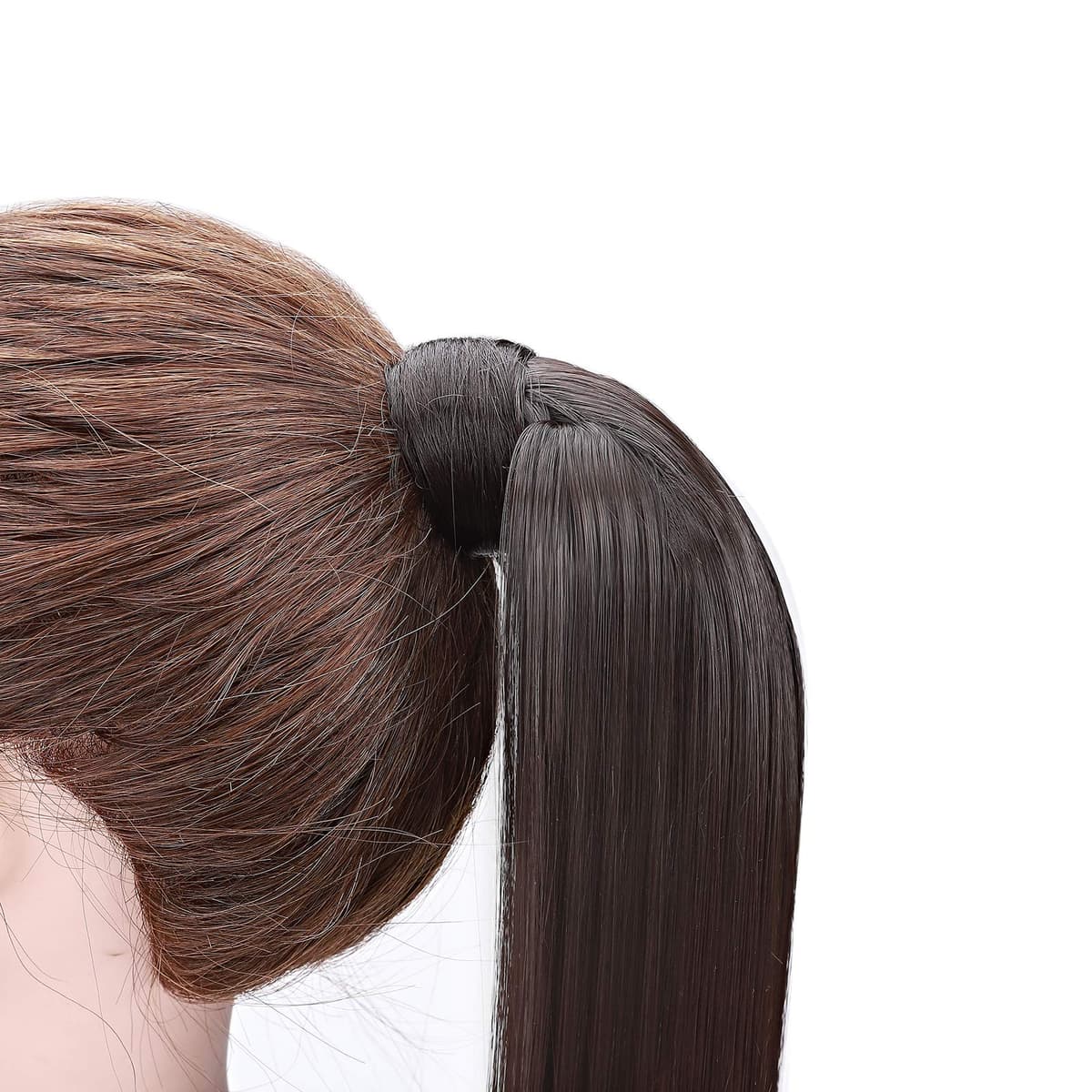 32"(81cm) SEGO Coleta Postiza Larga Pelo Sintético Se Ve Natural [Castaño Oscuro] Extensiones de Cabello Clip Cola Lisa Ponytail Extension (140g) — view 5