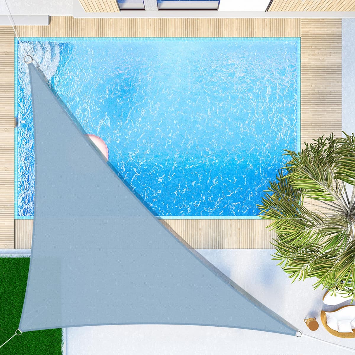 SUNNY GUARD Toldo Vela de Sombra Impermeable 3x3x3m Triangular a Prueba de Viento protección UV para Patio,Jardín, Exteriores, Terraza, Color Arena — view 42