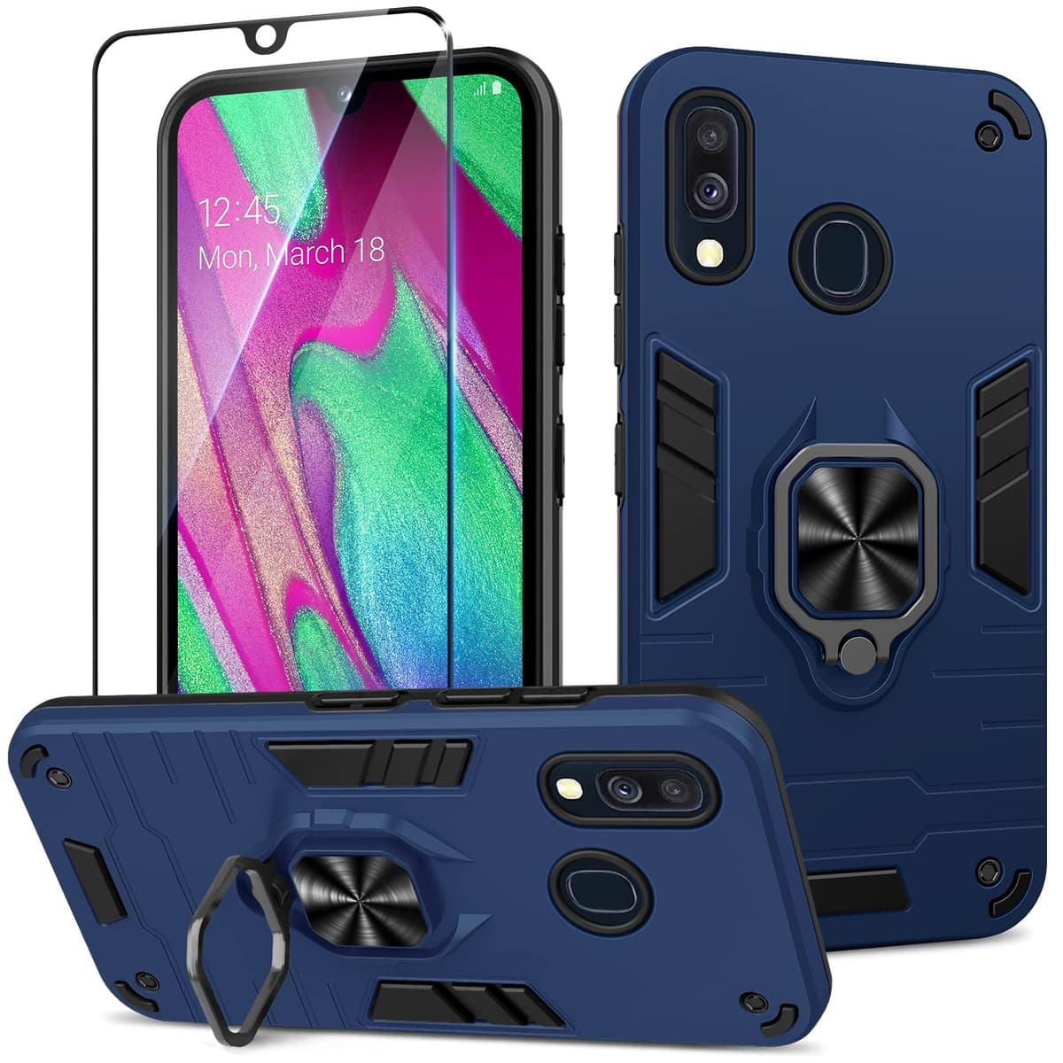 Funda para CMF Phone 2 Pro, Carcasa Antigolpes con Soporte anular metálico, Case Protectora de Grado Militar, Negro — view 1313