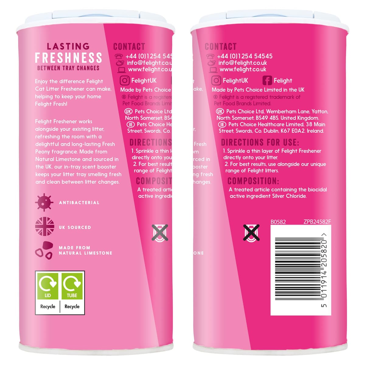Felight Antibacterial Cat Litter Freshener Powder, Floral Peony Scent - Effective Odour Control, Longer Lasting Freshness, Made in the UK (300ml) — view 2