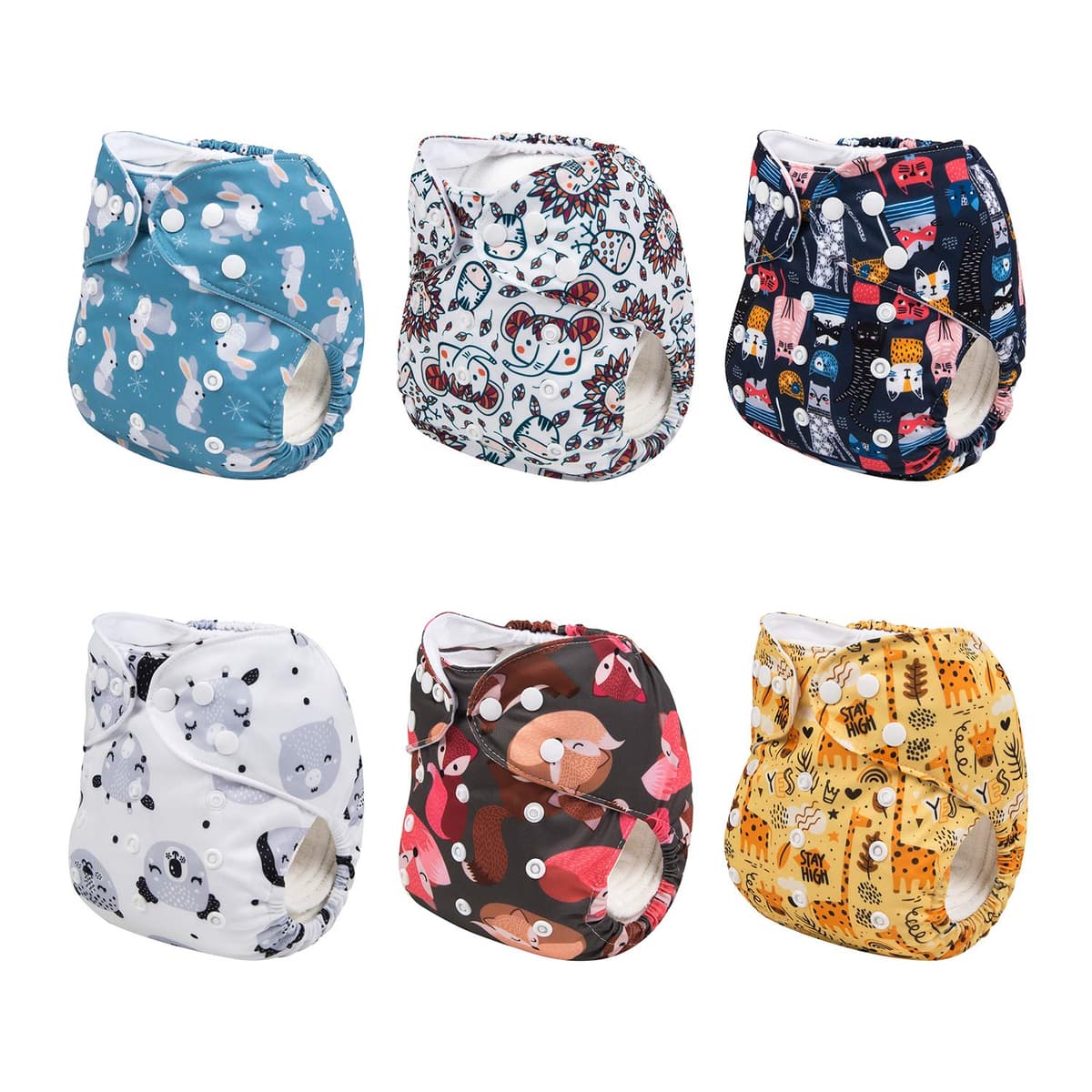 ALVABABY Pack 6pcs Pañales de tela ajustables y lavables de bolsillo + 12 insertos 6DM19-ES — view 3