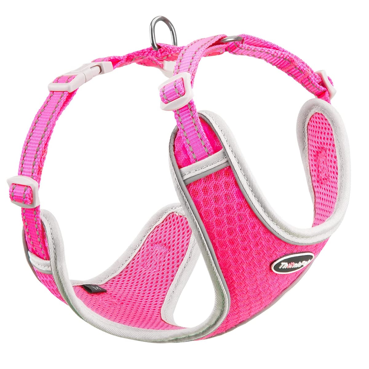 ThinkPet Reflective Breathable Soft Air Mesh No Pull Puppy Choke Free Over Head Vest Ventilation Harness for Puppy Small Medium Dogs (Black,L) — view 12