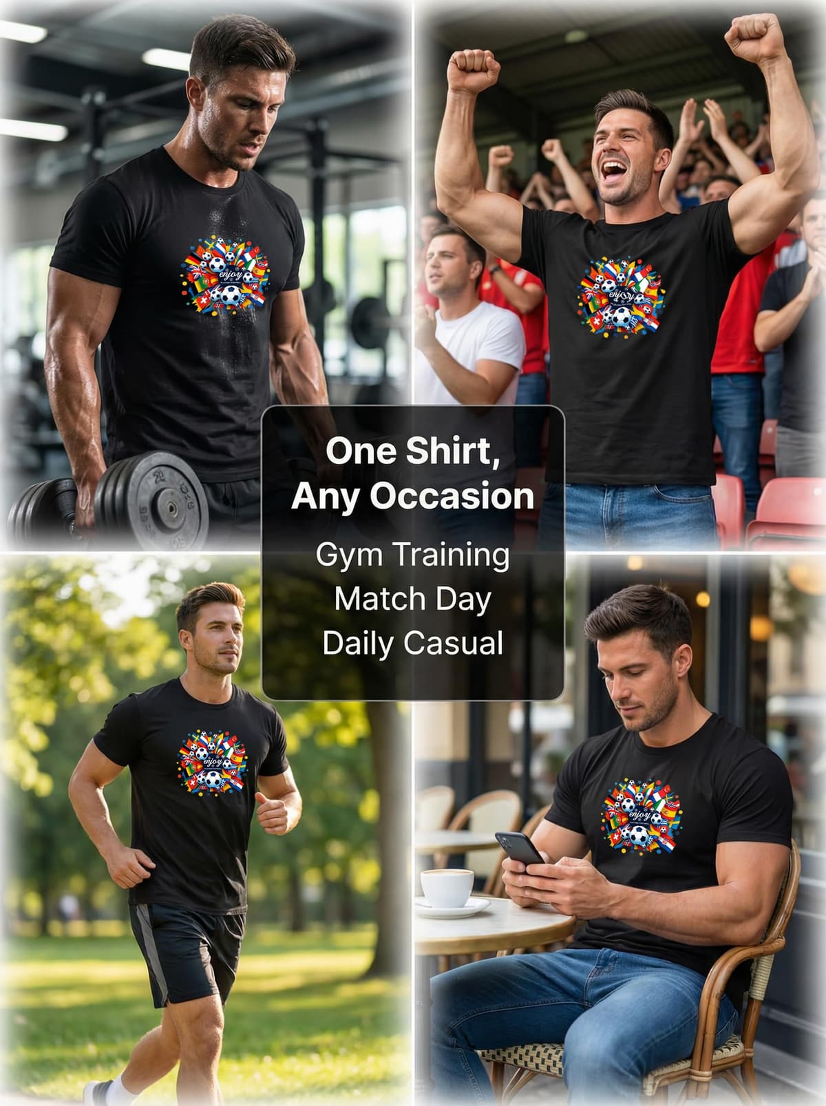 Funny Football Shirts Mens T-Shirts World Cup 2026 Merchandise Summer Short Sleeve Crew Neck Tops Loose Tees Casual Blouse Training Hiking Workout Athletic Tee Black — view 5