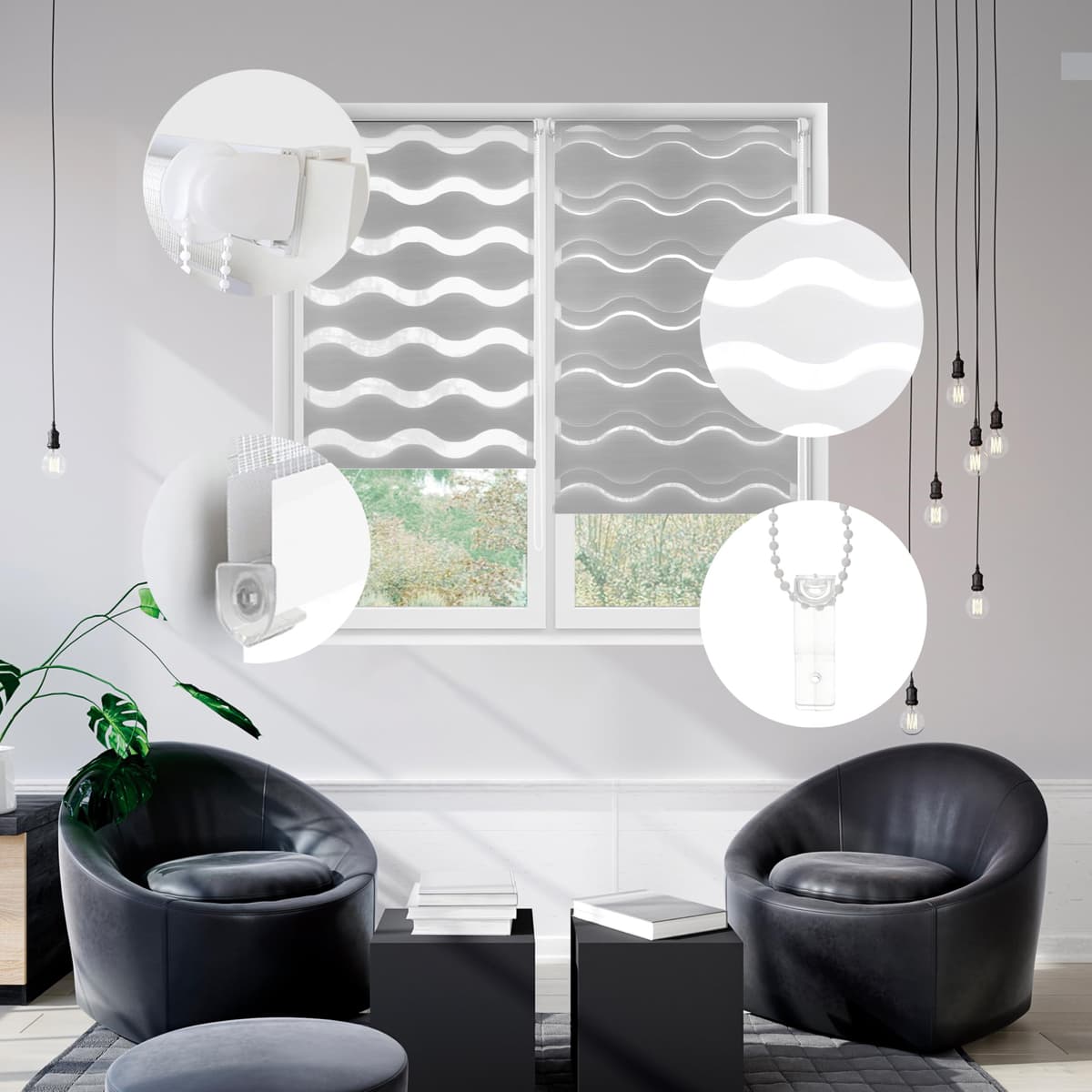 Blindecor Indus SIN HERRAMIENTAS | Estor Enrollable Sin Taladrar de Doble Capa | Color Blanco 40 x 130 cm (ancho x largo) | Tamaño de la Tela 37 x 125 cm — view 65