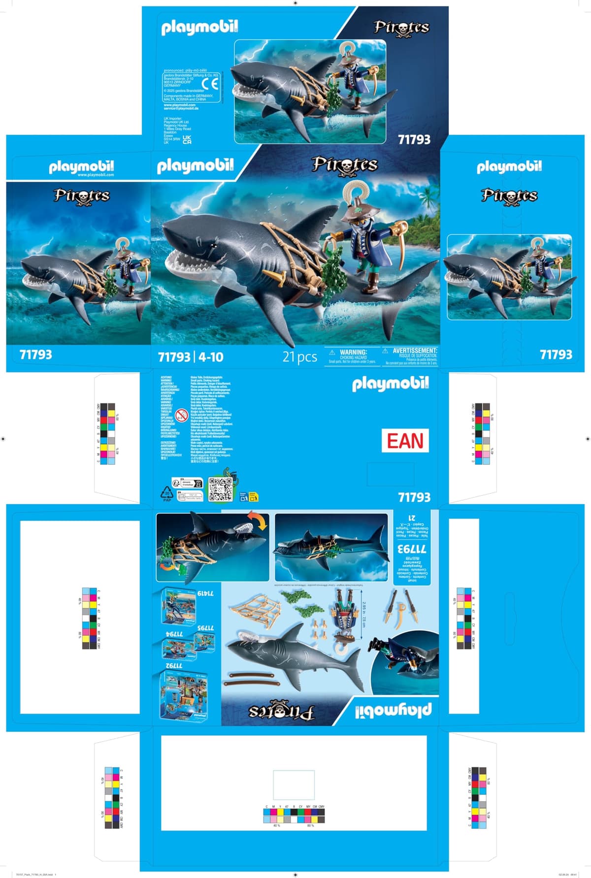 PLAYMOBIL | Pirates | Peligro con el tiburón Gigante | Juguete Pirata | Figuras de Juguete | Juguete para niños y niñas a Partir de 4 años | 71793 — view 5