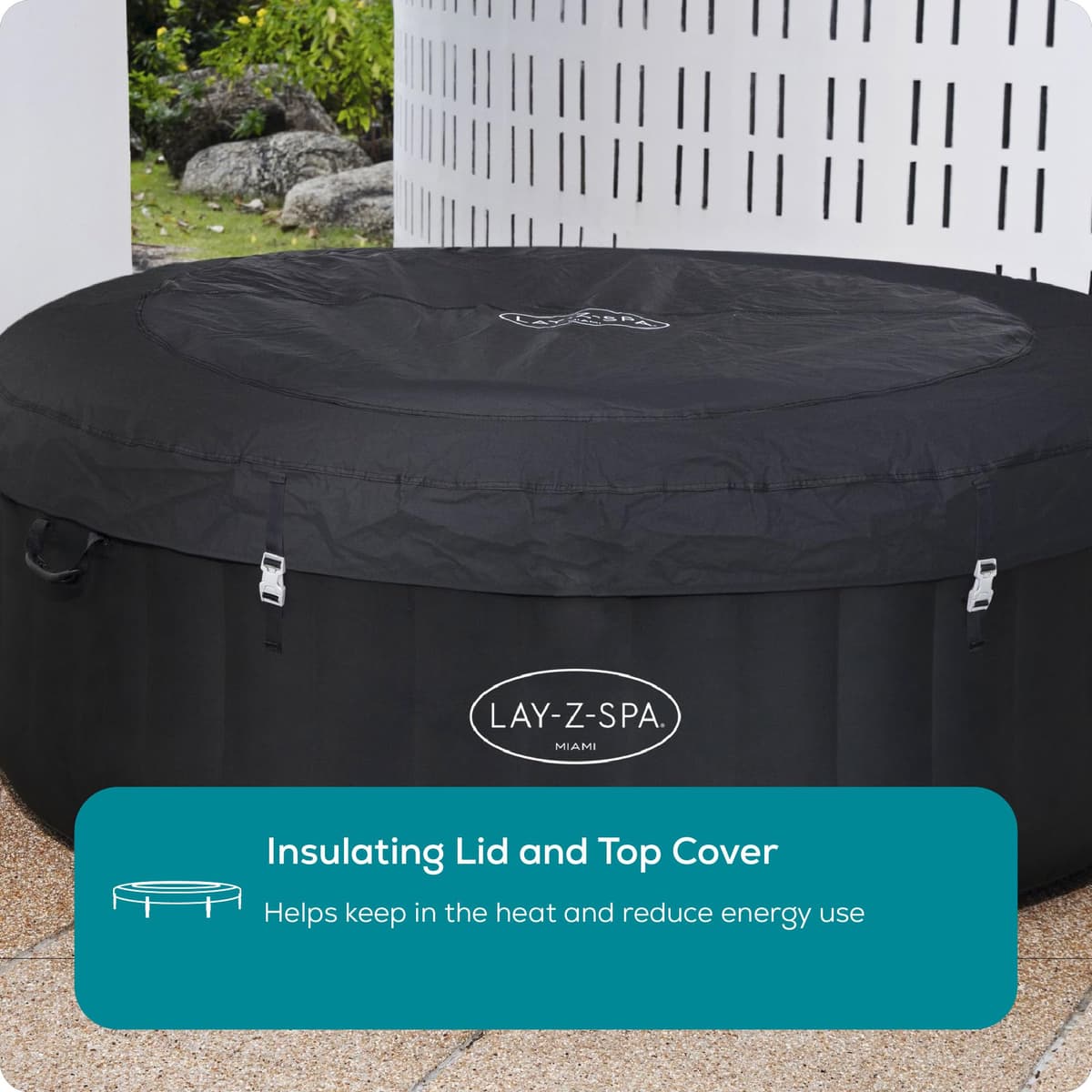 Lay-Z-Spa Miami Hot Tub, 120 AirJet Massage System Inflatable Spa with Freeze Shield Technology, 2-4 Person — view 4