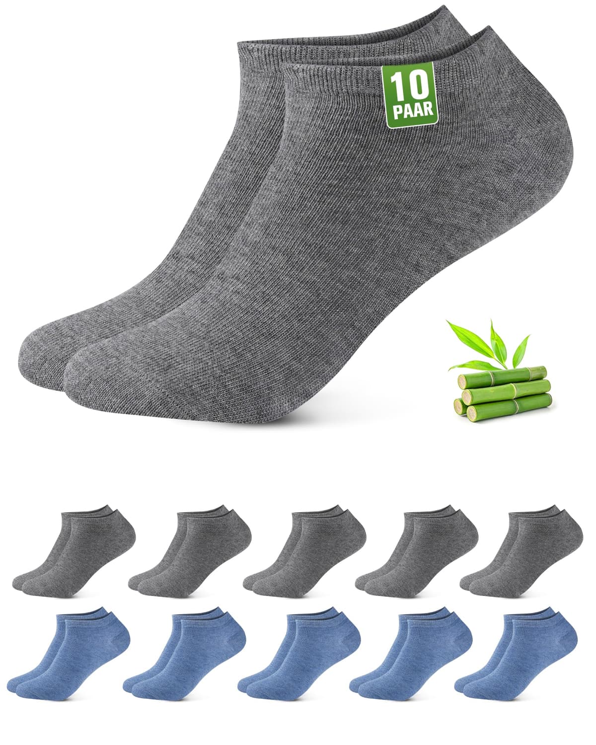 10/20 Pares Calcetines Tobilleros Hombre Mujer De Bambú – Calcetines Cortos Hombre Verano, Absorción Humedad, Ultra Suaves, Transpirables, Anti-Sudor, Negro | Blanco | Gris | Azul — view 12