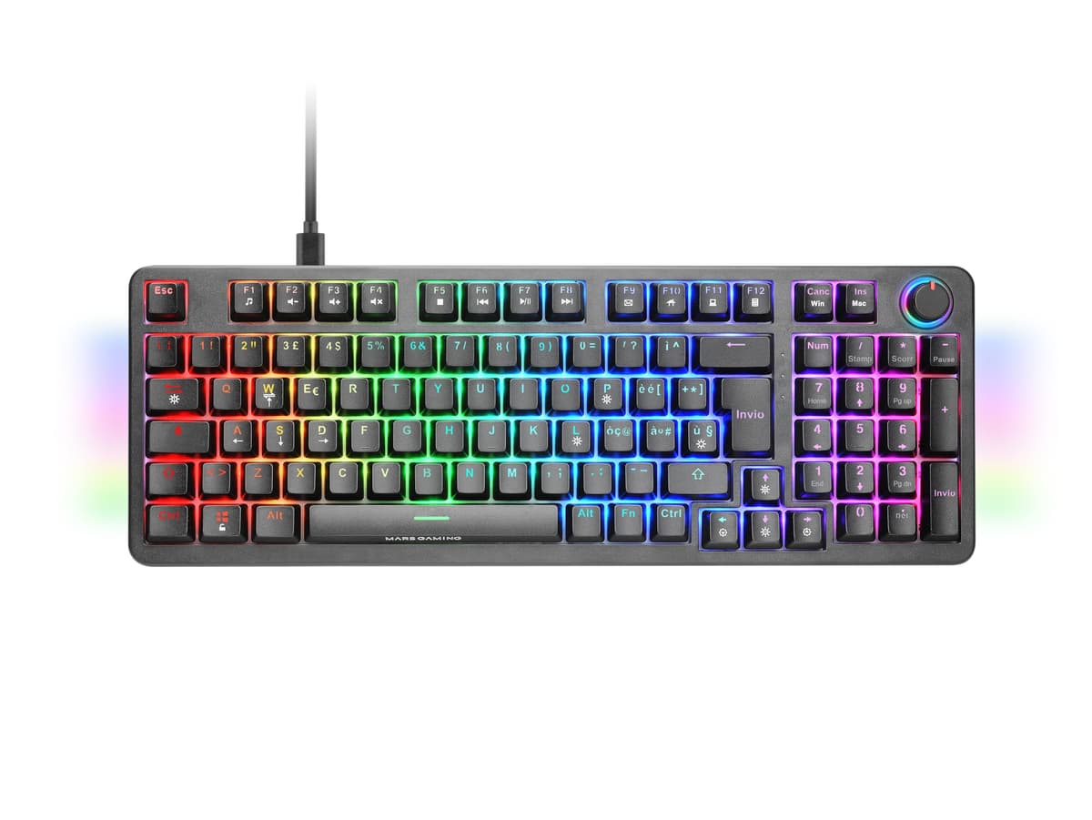 Mars Gaming MKPRO, US, Teclado Mecánico Gaming Completo, RGB Chroma, Switches Hot-Swap Mecánicos, Antighosting, Rueda de Control, Software, Multiplataforma, Switch Silent, Blanco — view 49