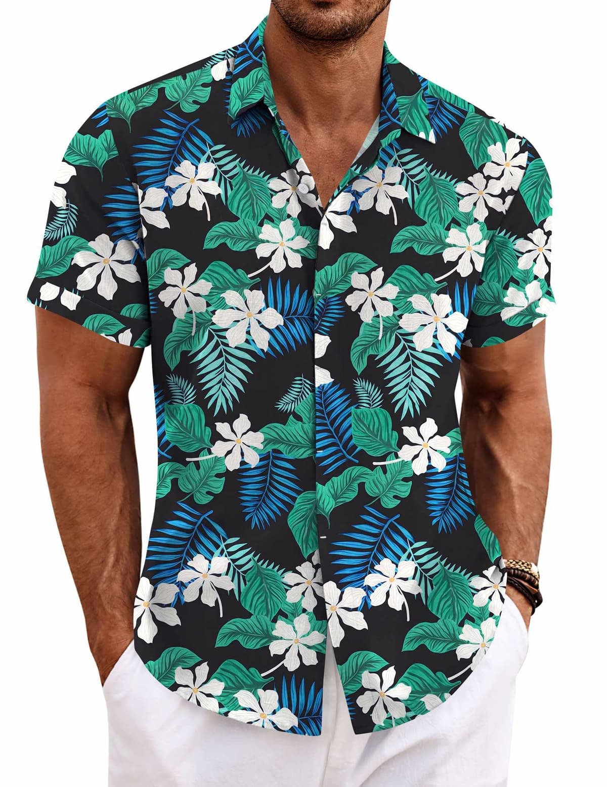 COOFANDY Men's Linen Shirts Short Sleeve Casual Shirts Button Down Shirt for Men Beach Summer Wedding Shirt — view 7
