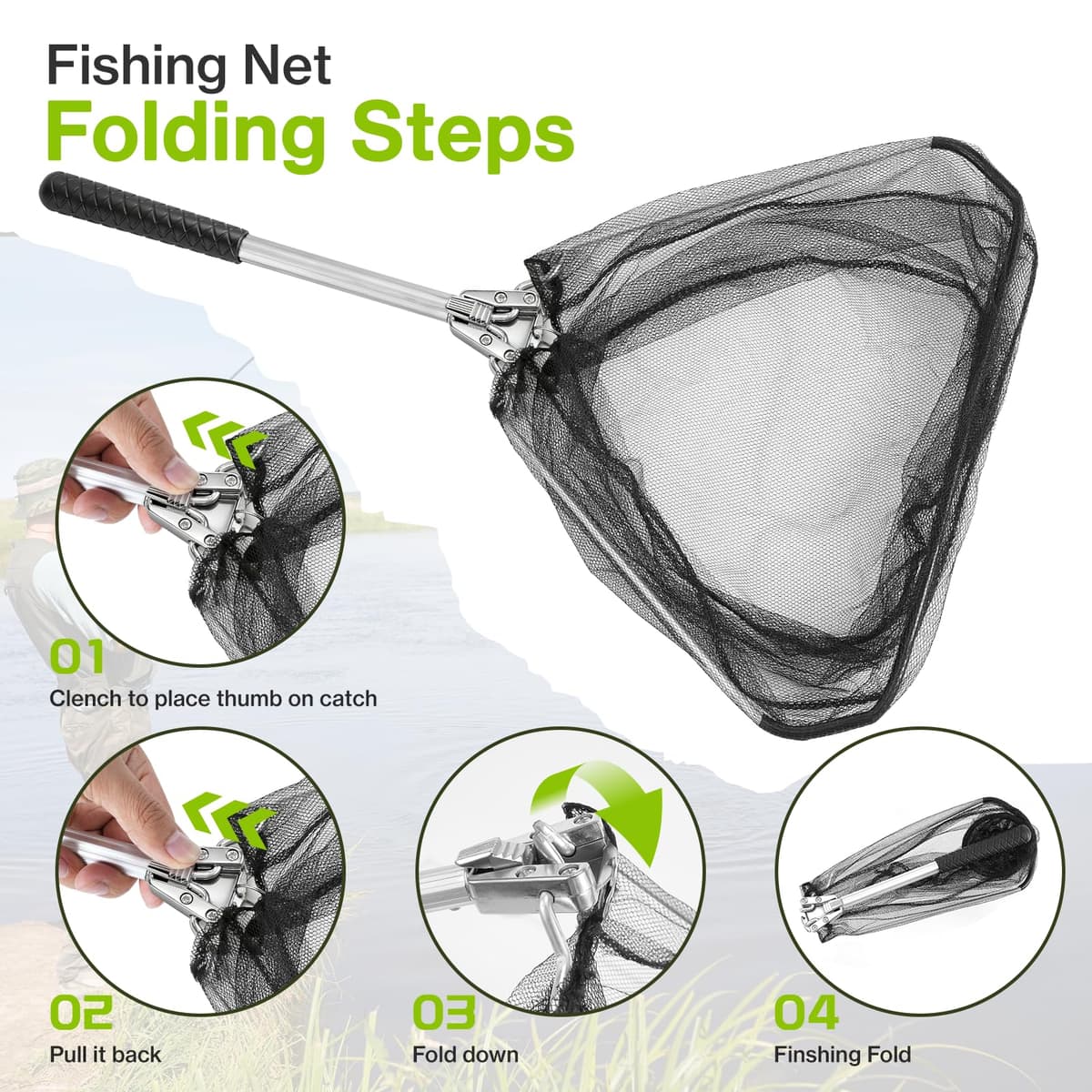 Lomffy Juego Combinado de Carrete y Caña de Pescar Telescópica, 1.8m Kit de Caña de Pescar Portátil con Red de Pesca Caña de Pescar Telescópica con Carrete con Línea Señuelo Bolsa de Transporte — view 5